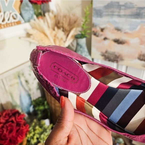 Coach Jelly Raspberry Patent Leather Ballet Flats. - Picture 14 of 15